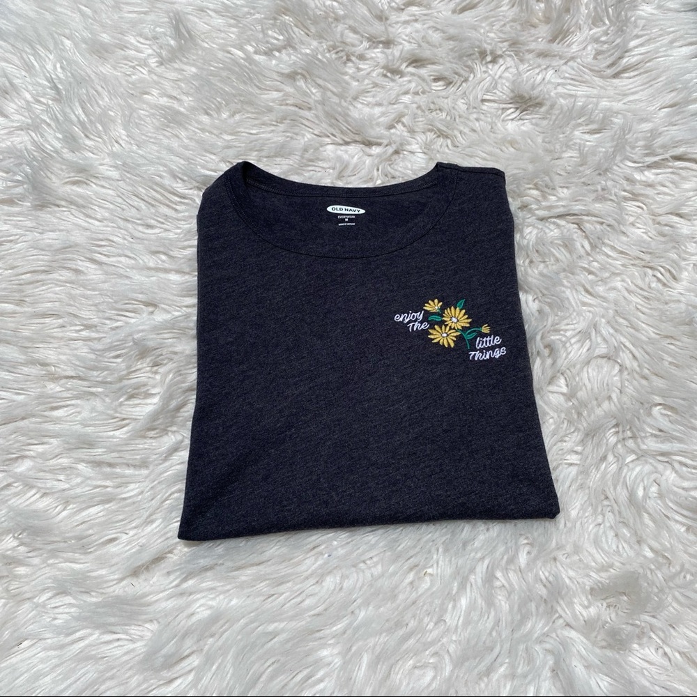 Enjoy The Little Things Floral Embroidered Tee